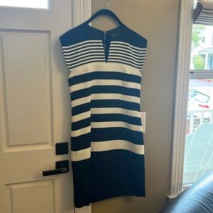 Derek Lam cap sleeve, black and off white dress; size 6